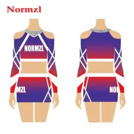 Custom Full Sublimation Competition Rhinestone Cheer Uniforms Long Sleeve Cheerleading Uniforms