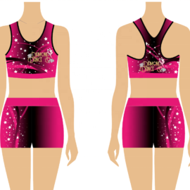 Rhinestone Cheer Practice Use top corto y pantalón corto