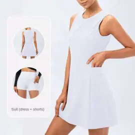 Robe plissée de tennis de baseball, short intégré deux pièces vierge, robe de tennis de plage pour femmes