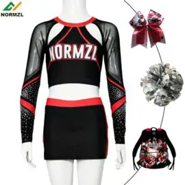 pasgemaakte eie ontwerp cheer-oefening dra strass cheerleader uniforms meisies cheerleading klere