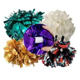 Wholesale custom gold big size plastic holographic metallic cheerleading pom poms