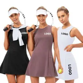 Logo personnalisé gratuit vêtements de sport femmes jupe de sport en gros dames jupe-short 2 Dans 1 Robes d'entraînement de tennis