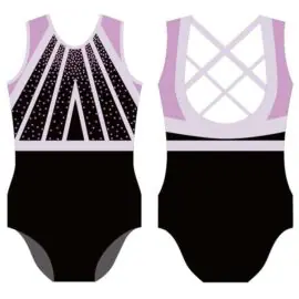 Ropa de gimnasia a rayas leotardo de gimnasia rítmica de corte alto con diamantes de imitación