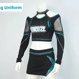 Wholesale Latest High School Long Sleeve Girl Cheerleader Skirt Costume Custom Rhinestone Cheerleading Uniforms