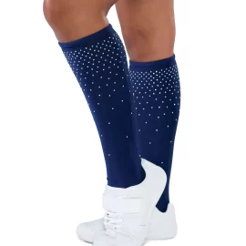 Women's Breathable Oem Service Stockings Seamless Elastic shiny Normzl cheerleader rhinestone dance cheer socks