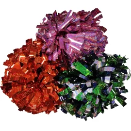 custom team glitter 6 inch cheerlead wholesale cheer practice accesoirs cheerleading plastic pom pom with handles