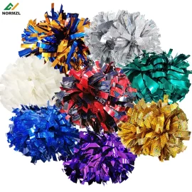 niedrige Mindestbestellmenge, benutzerdefinierte Größe, Farbe, Designstil, metallische Cheer-Pompons, Cheerleader-Frauen, Modeaccessoires für das Team