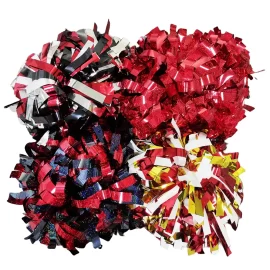 custom size glitter shiny team girls dance performance wholesale cheer pom poms cheerleading accessoire with handles