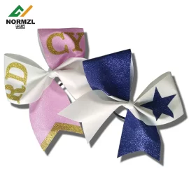 Custom Designs Logo Glitter Cheering Bows For Cheerleading