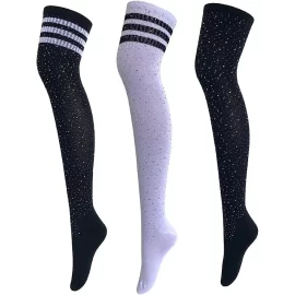 Vente en gros oem femmes sur mesure strass enfants pratiquent des chaussettes de pom-pom girl de sport de pom-pom girl