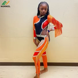 Tenue de danse en spandex, costume de majorette avec frange, uniformes de danse de majorette personnalisés pour enfants, vente en gros