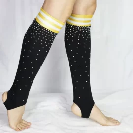 Calcetines Normzl de animadora con diamantes de imitación para baile, venta al por mayor, sublimación personalizada, uniforme de porrista, calcetines deportivos hasta la rodilla