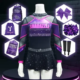 OEM-freies Design, Sublimations-Cheerleader-Rock-Outfits, Strass-Cheer-Tanzkostüme, benutzerdefinierte sexy Cheerleader-Uniformen