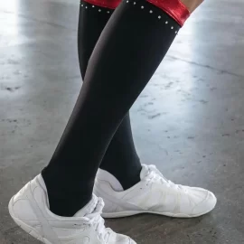 Fußball OEM maßgeschneiderte Sport Knie Cheerleader Glitzer Kompressionssocke Männer Strass Cheerleading Socken