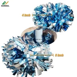 Normzl Custom 4 6 Inch Mix Metallic Plastic Holographic Cheer Poms Wholesale Cheerleading Pom Poms