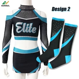 Uniforme de pom-pom girl personnalisé, chaussettes de sport à sublimation, genou haut, vente en gros, chaussettes de danse en strass, chaussettes de pom-pom girl