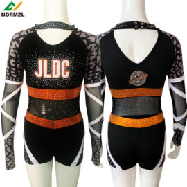 Wholesale custom rhinestone sublimation design your own black cheerleading uniforms